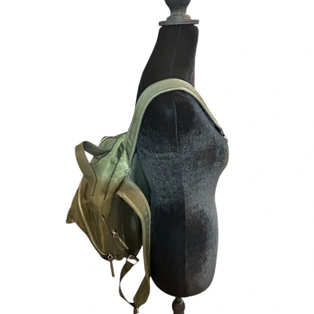 Laundry By Shelli Segal Olive Army Green Backpack w Leather Trim-NWOT-